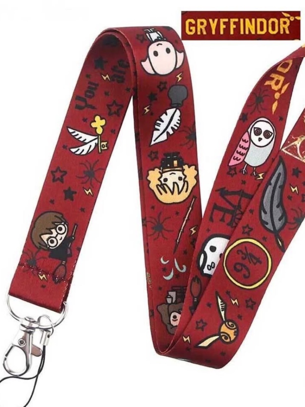 Harry Potter Kawaii Lanyard and Key/Wrist Fob Set - Burgundy